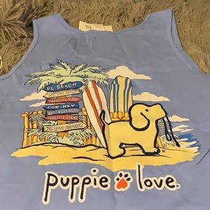 NWT puppy love tank top, beach theme. Beautiful blue color